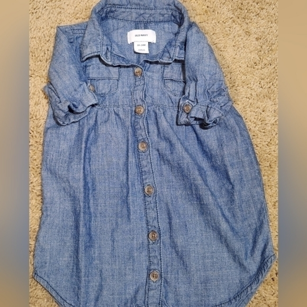 Old‎ Navy Denim Dress Top 18/24mos button down